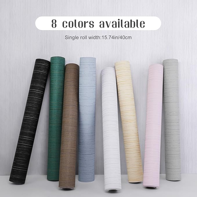White Grasscloth Wallpaper Peel and Stick Texture Contact Paper 15.7"x120" - Image 2