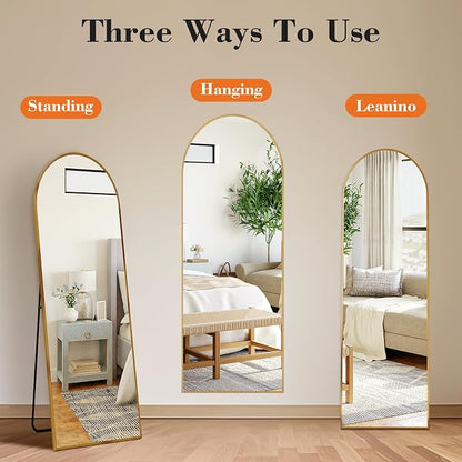 Sweetcrispy 56"x15" Arched Full Length Mirror, Leaning or Standing Full Body - Image 6