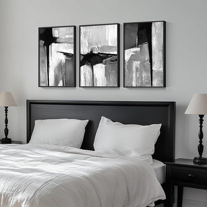 Framed Black and White Gray Modern Abstract Wall Art, Minimalist Art Prints - Image 4