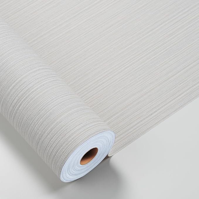 Grasscloth Textured Wallpaper Beige Gray Linen Thick 24" X 394" Fabric Contact - Image 7