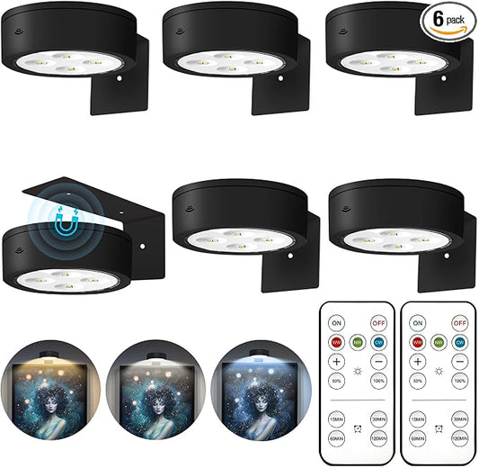 6Pcs Picture Lights for Wall Battery Operated, Magnetic Led Painting Light by Kandicyar