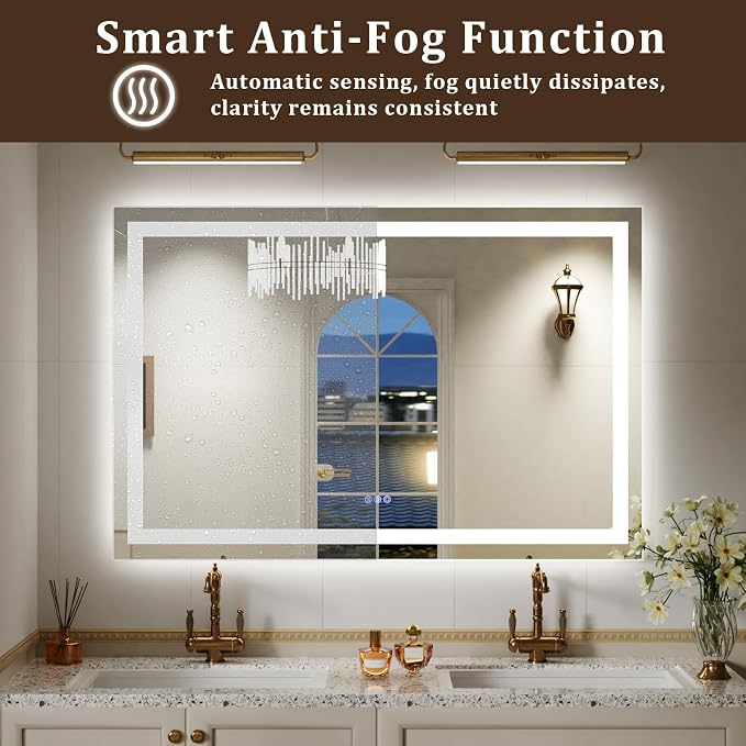 LED Bathroom Mirror, Backlit + Front Lit, 3 Color Modes, Memory Function - Image 5