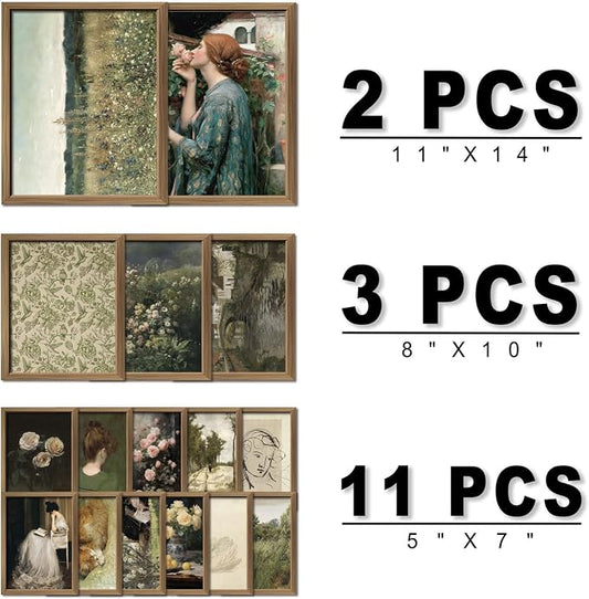 ANERZA 16 PCS Framed Vintage Wall Art Decor, French Country Wall Prints - Image 2