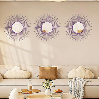 3 Pack Metal Mirrors for Wall Sunburst Wall Mirrors Home Décor Decorative - Image 6