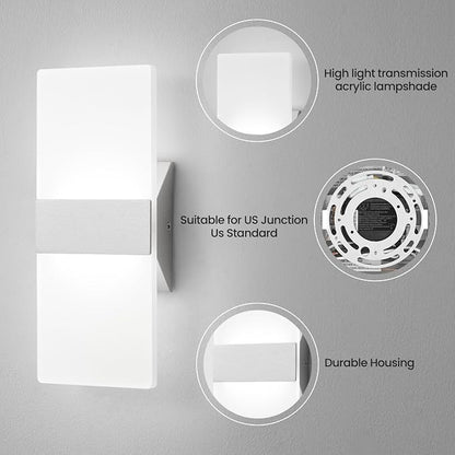 Modern LED Wall Sconces Set of Two, 12 Inch Indoor Dimmable Brushed Nickel Wall - Image 6