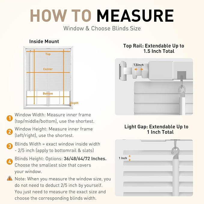 No Drill No Tool 1" Vinyl Mini Blinds, Light Filtering Horizontal Window Blinds - Image 5