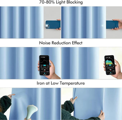 MIULEE Sky Blue Back Tab Blackout Curtain 96 Inch Long 2 Panels Set - Image 5