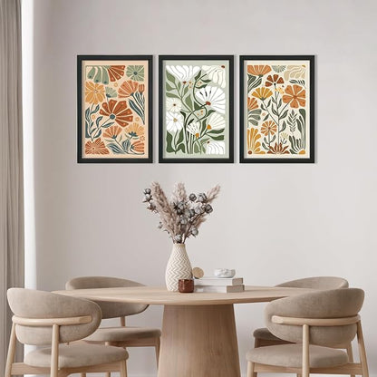 YWJKWLGS Mid Century Boho Wildflower Wall Art Set of 3, 11x16 Inch Black Framed - Image 7