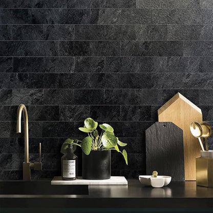 AULIGET 200 Pieces Black Slate Peel and Stick Backsplash Wall Tiles, Laundry - Image 4