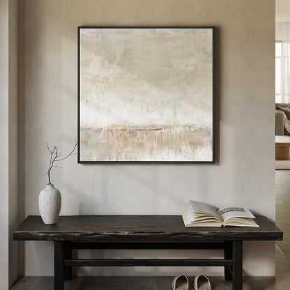 Framed Neutral Abstract Wall Art, Modern Beige and Cream Canvas Prints Artwork - Image 4
