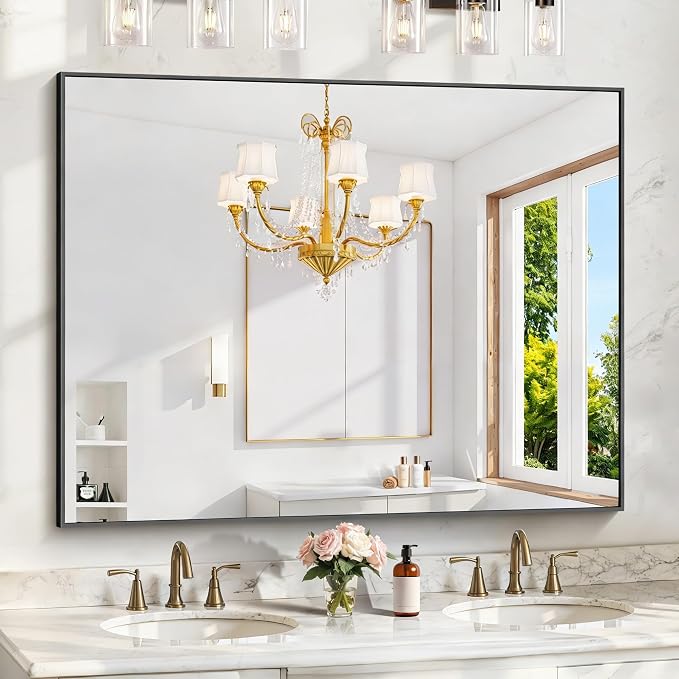 KOCUUY Black Mirror, HD Tempered Glass, Anti-Rust Frame, Modern Design by KOCUUY