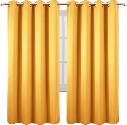 LEMOMO Yellow Thermal Blackout Curtains/52 x 72 Inch/Set of 2 Panels Room - Image 2
