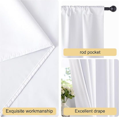 NICETOWN Bedroom 100% Blackout Curtains, 2 Panels, 34 by 36, Snow White - Image 5