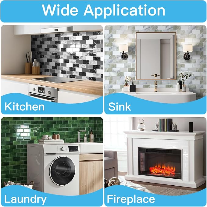 Art3d Peel and Stick Black White Grey Marble Wall Tiles – 12"x12" Thicker - Image 9
