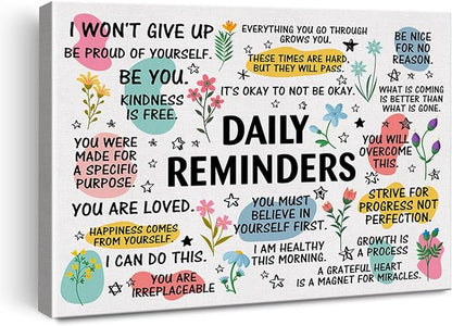 Inspirational Daily Reminders Poster Canvas Wall Art by Hijie