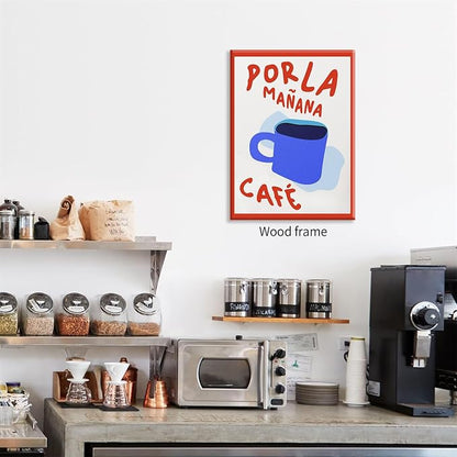 Framed Wall Art Posters Kitchen Por La Mañana Cafe Print Vintage Coffee Artwork - Image 3