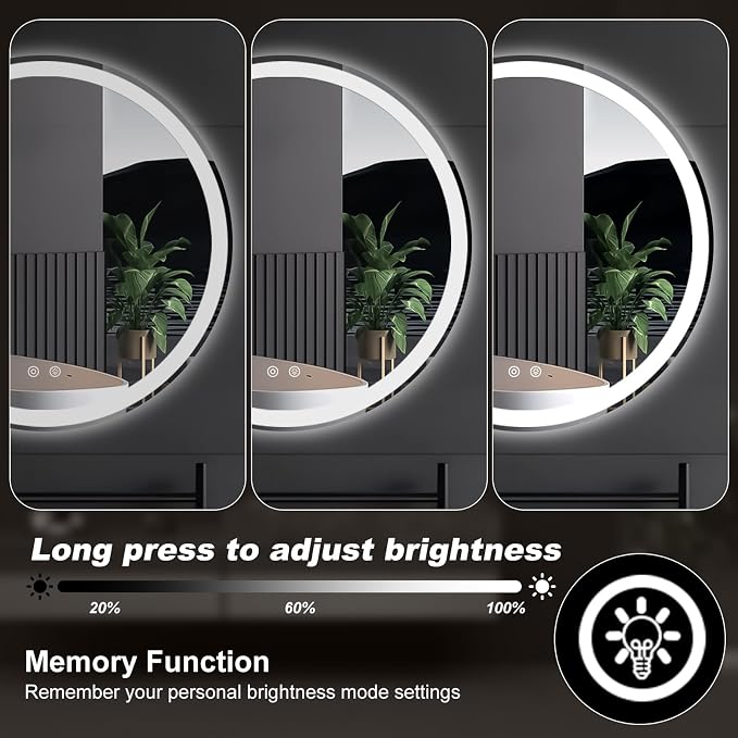 DUMOS 24 Inch Round LED Bathroom Mirror - Image 7