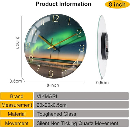 VIKMARI 8 Inch Modern Wall Clock, Aesthetic Black and Gold Decor Accessories - Image 2