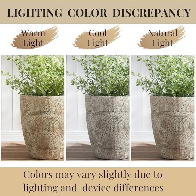 17.7"+13.8"+9.8" Dia Round Concrete Planter Set of 3, Large Indoor Outdoor Planter, Flower Pots with Drainage Holes and Sealing Plug for Garden, Patio, Home, Office Weathered Concrete Gray