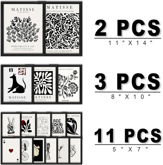 ANERZA 16 PCS Framed Black and White Wall Art Decor, Matisse Abstract Wall - Image 2