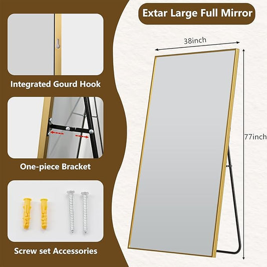 Koonmi 77"x38" Floor Mirror Full Length, Bedroom Floor Body Mirror - Image 2