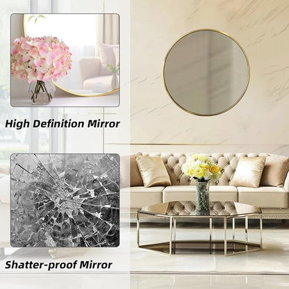 Circle Gold Mirror, Round Mirror 20 inch, Circle Wall Mirror Metal Frame - Image 2