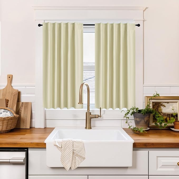 RYB HOME 100% Blackout Basement Curtains 36 inches Long, Heat & UV Blocking by RYBHOME