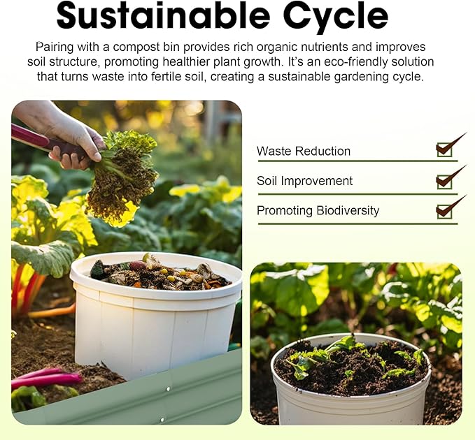 8x2ft Oval Galvanized Raised Garden Bed Kits 16" Tall Outdoor Large Metal Modular Planter Box 9-in-1 Raised Beds for Gardening,Vegetables,Fruits,Flowers & Herbs (Green)