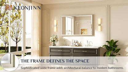 Keonjinn 48" x 30" Brushed Nickel Bathroom Mirrors - Image 7