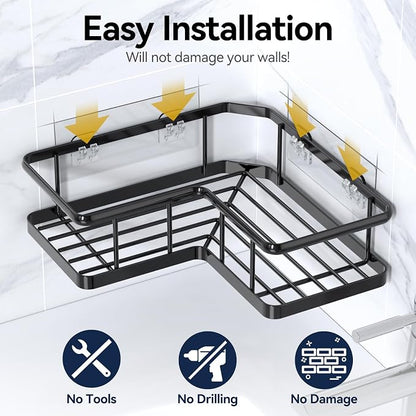 YASONIC Corner Shower Caddy 2 Pack, No Drill Adhesive Shower Storage Shelves - Image 6