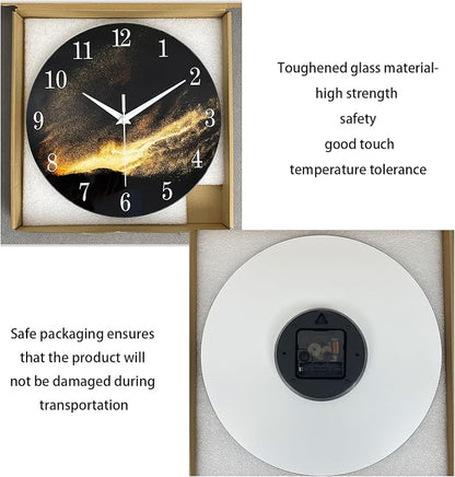 Black Wall Clock for Living Room 14 Inch Glass Analog Wall Clock Battery - Image 6