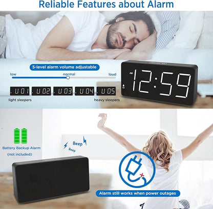 Peakeep Digital Alarm Clock for Bedroom Bedside, Loud Alarm Clock for Heavy - Image 4