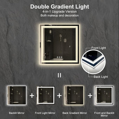 LED Bathroom Mirror, 32x32 Inch Gradient Front and Backlight Lighted Vanity - Image 4