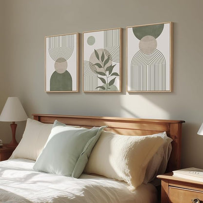 Framed Sage Green Boho Wall Art - Image 2