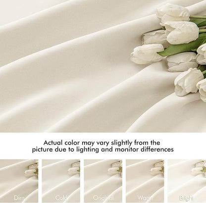 MIULEE Beige White Back Tab Blackout Curtains 108 Inch Long 2 Panels Set - Image 8