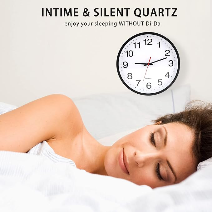 OceeK Black Wall Clock Silent Non Ticking 10 Inch, Modern Wall Clocks, Small - Image 4