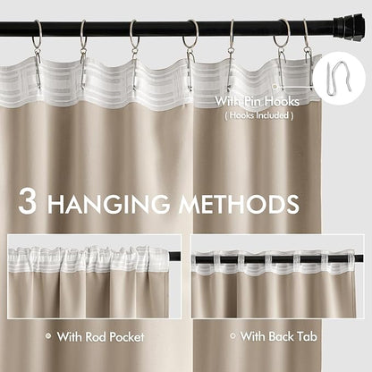 MIULEE Taupe Back Tab Blackout Curtains 72 Inches Long 2 Panels Set - Image 3