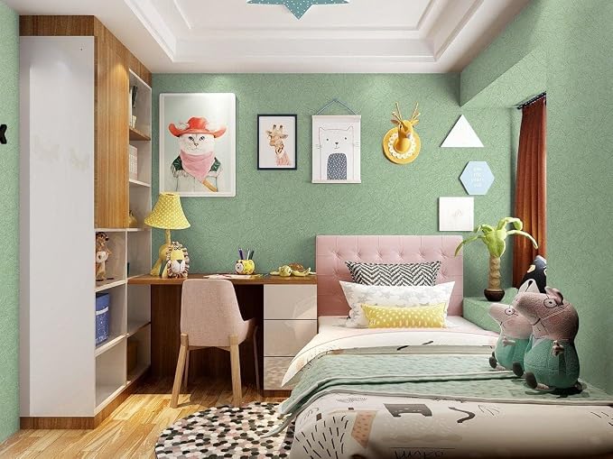 Abyssaly Green Peel and Stick Wallpaper Embossed Silk Textured Wallpaper 15.7" - Image 7
