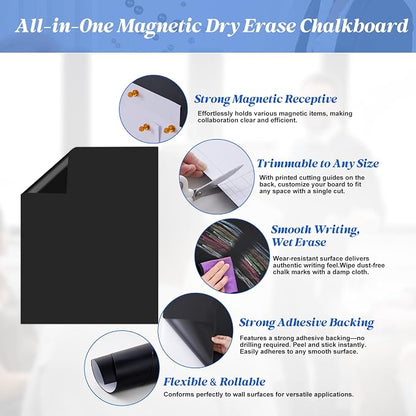 Magnetic Chalkboard Contact Paper Adhesive 23" x 35.43", Magnetic Chalkboards - Image 4
