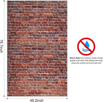 Brick Wall Party Backdrop, Wall Decoration, Curtains Door, Old Red Brick Wall - Image 3