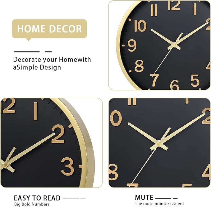 Wall Clocks Battery Operated 8 inch Modern Wall Clock, Silent Non Ticking Wall - Image 3