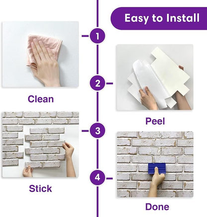 3D Peel and Stick Faux Brick Wall Panels 11.8" x 11.8" 10-Pack, Small - Image 6