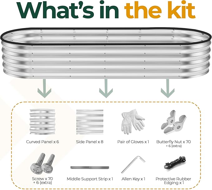 Utopia Home Galvanized Raised Garden Bed, 6 by 2 by 1 feet Lightweight Planter Boxes Outdoor with Easy Assembly, Large Garden Bed for Vegetables, Fruits, Flowers, Silver