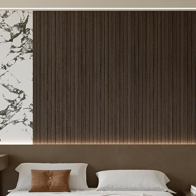 Yutianli PVC Slat Wall Panel Peel and Stick 118"x 15.7" Faux Wood Slat Panel - Image 3
