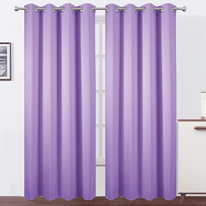 LEMOMO Blackout Curtains 52 x 95 inch/Lavender Curtains Set of 2 Panels/Thermal by Lemomo