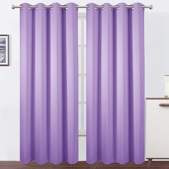 LEMOMO Blackout Curtains 66 x 95 inch/Lavender Curtains Set of 2 Panels/Thermal by Lemomo