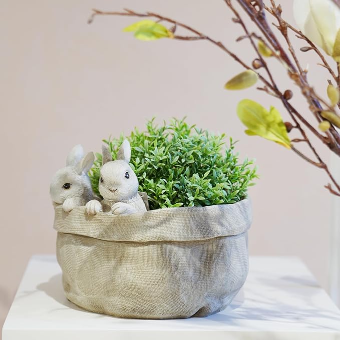 Newman House Studio Spring Bunny Flower Pot Easter-Decor - Decorative Garden Pots Cactus-Succulents Bunny Flower Pots Indoor Outdoor Plant Pots for Home Farmhouse Décor 7.5 * 7.4 * 6.1 Inch