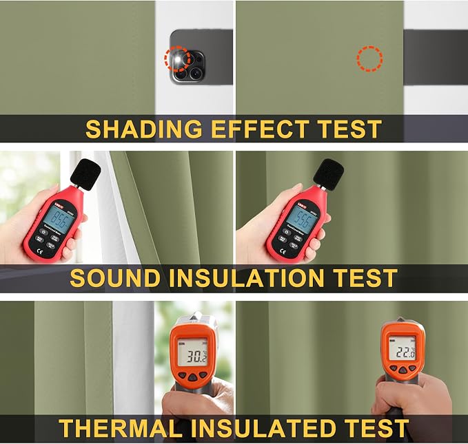 Yakamok 100% Blackout Curtains for Living Room, Thermal Insulated Blackout - Image 5