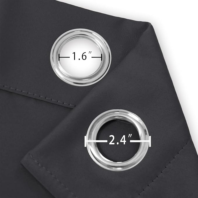 LEMOMO Dark Grey Blackout Curtains/38 x 54 Inch/Set of Two Panels Grommet - Image 5