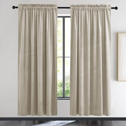 NICETOWN Camel Velvet Curtains 72 Inch Long 52 Wide, Room Darkening Temp by NICETOWN